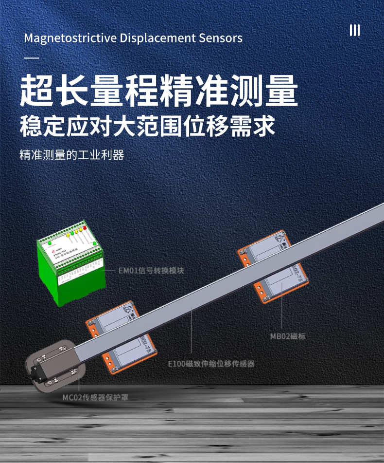 超長量程傳感器_長距離磁致伸縮絕對式位移測量系統(tǒng)(圖1)